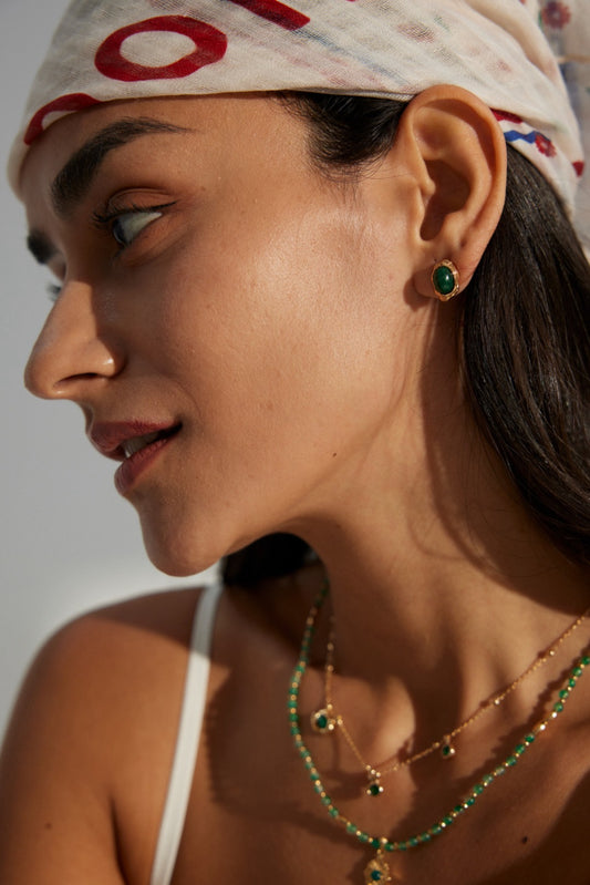 Natural malachite earrings