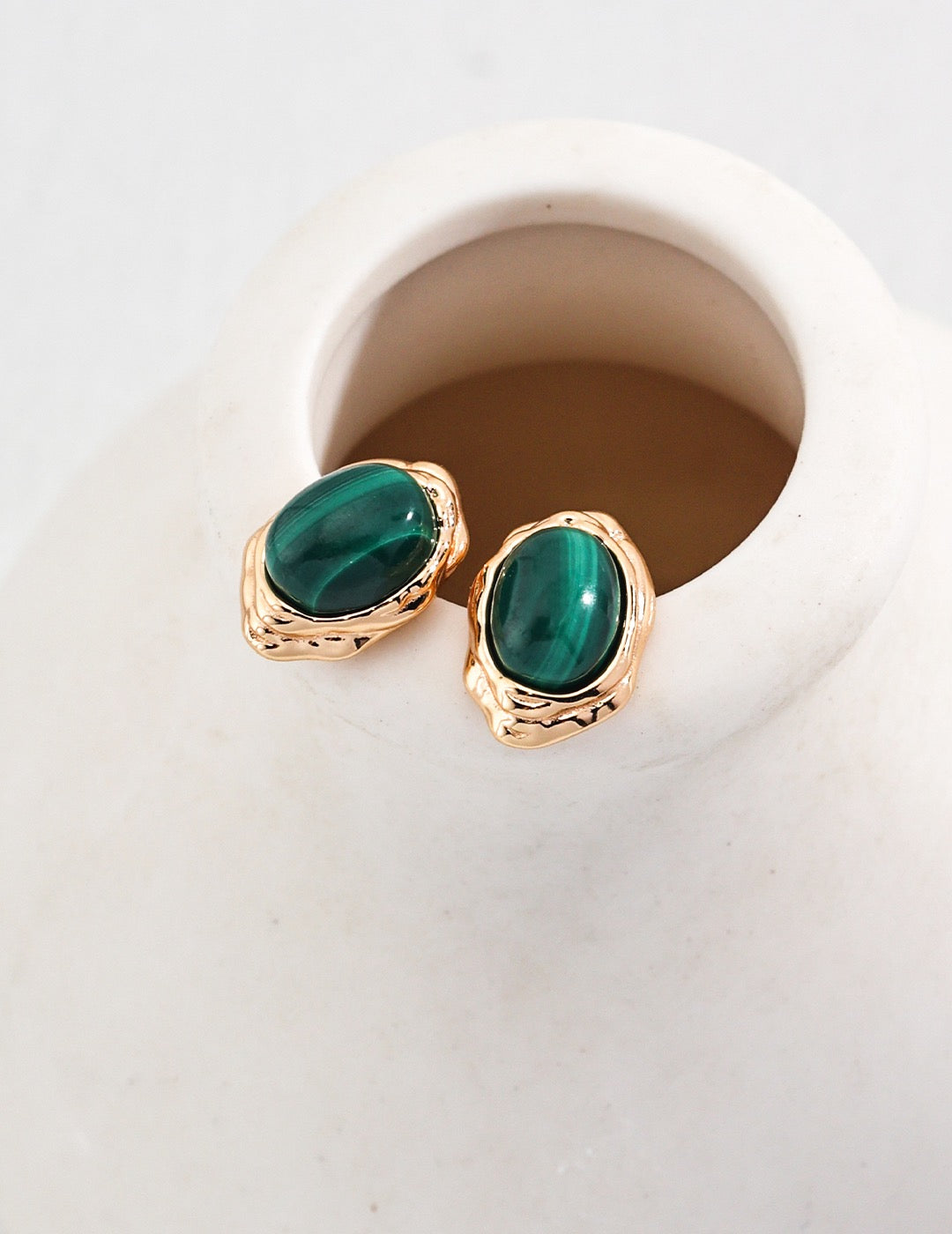 Natural malachite earrings