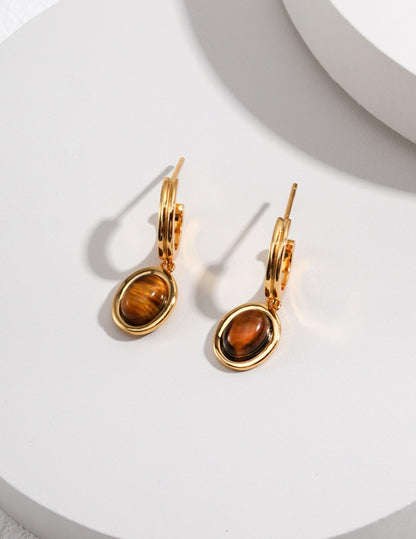 Sterling silver tiger eye earrings