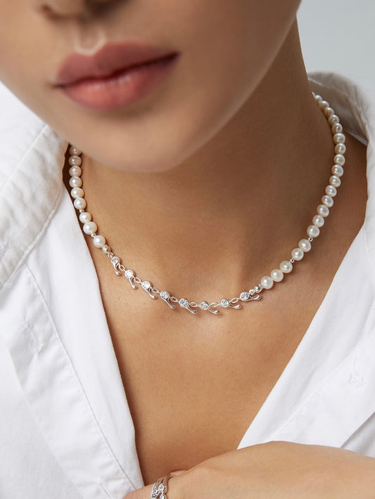 Sterling silver pearl necklace