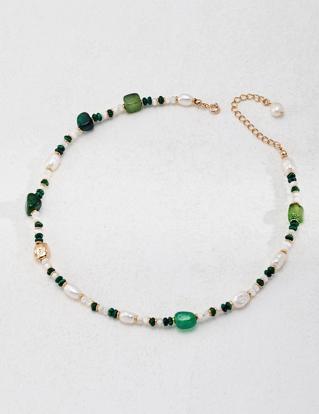 Sterling Silver Pearl Agate Necklace Malachite