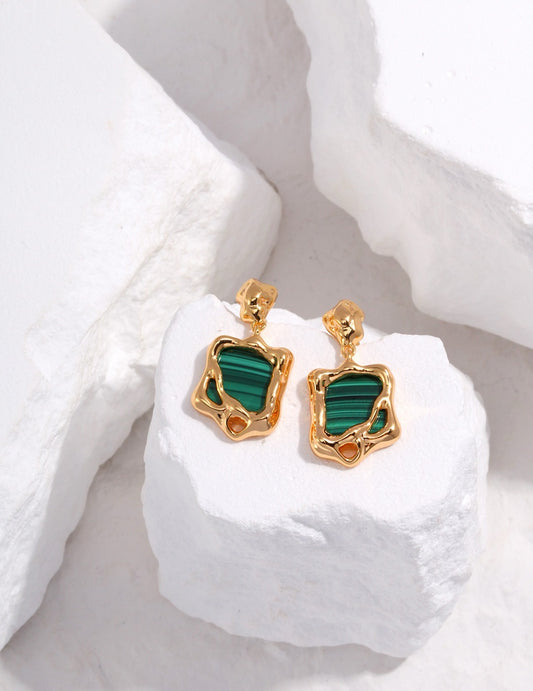 Sterling silver malachite earrings