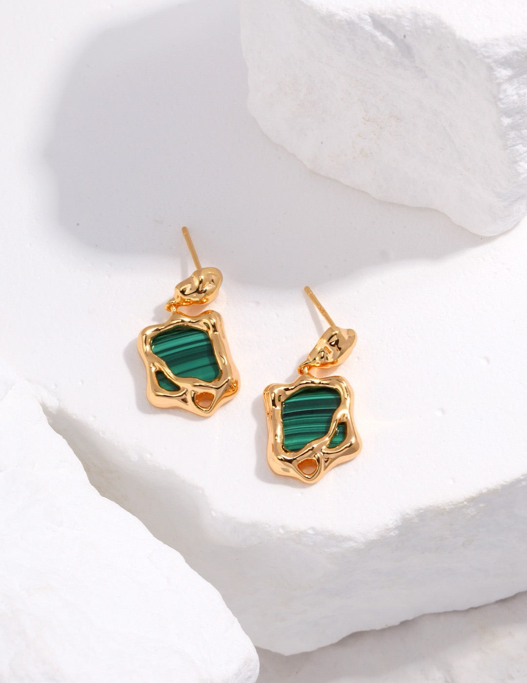 Sterling silver malachite earrings