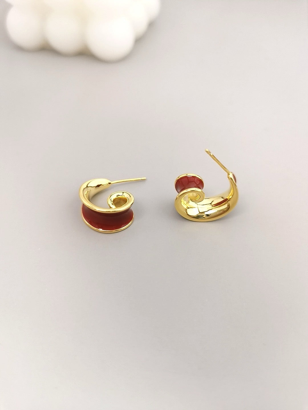 Chinese red glaze drip earrings