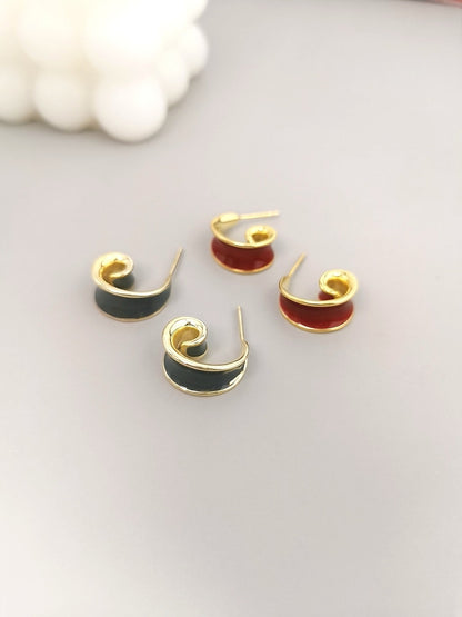 Chinese red glaze drip earrings