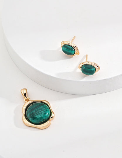 Natural malachite earrings