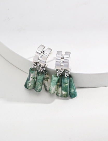 S925 Silver New Chinese Agate Earrings