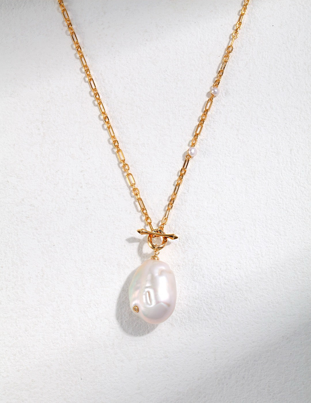 Sterling silver baroque pearl long necklace (each baroque pearl is unique in shape)