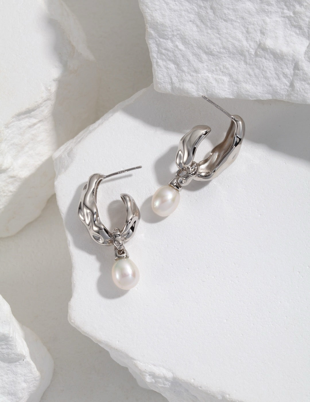 Natural Pure silver pearl earrings