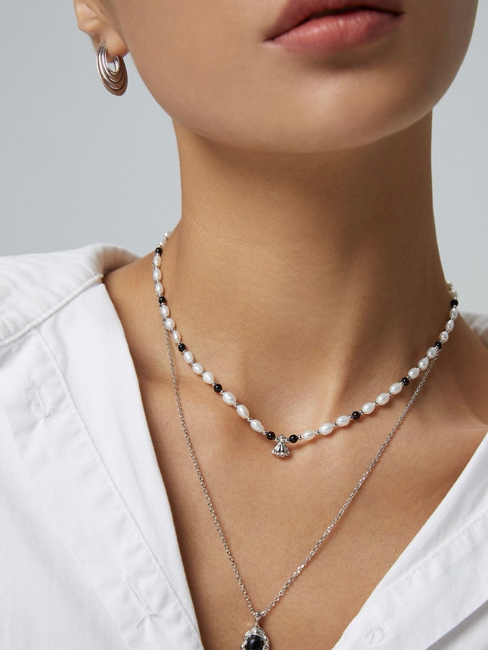 Sterling silver pearl necklace