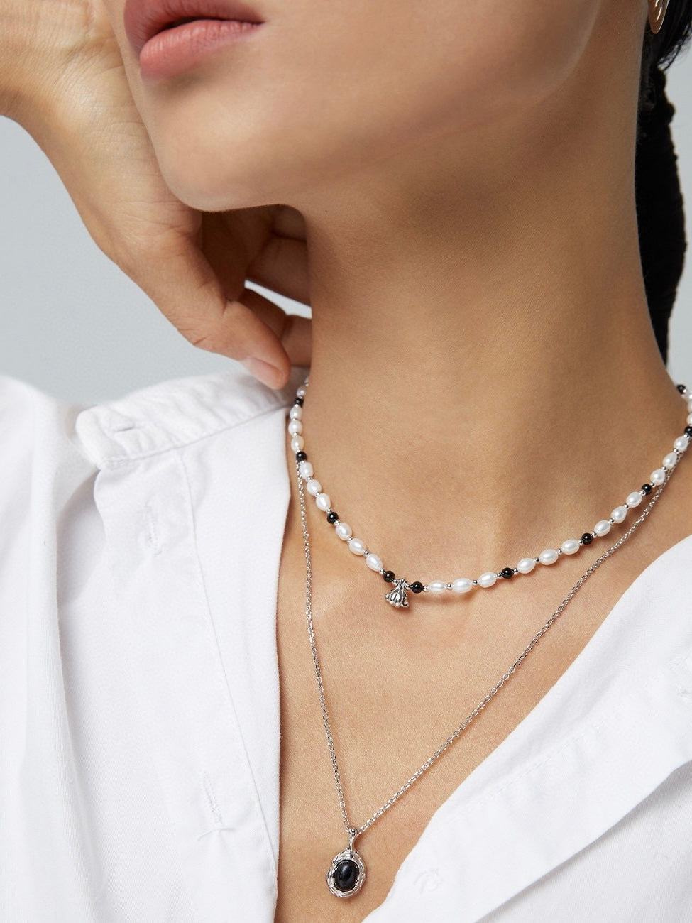 Sterling silver pearl necklace