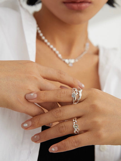 Sterling silver grey moonstone ring