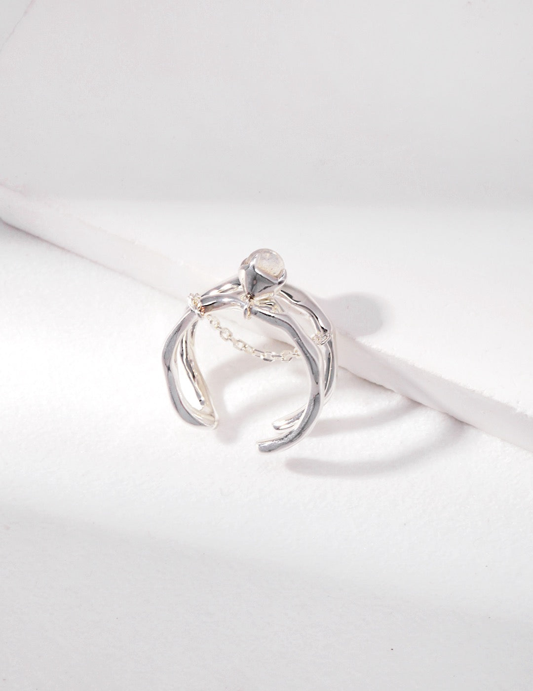 Sterling silver grey moonstone ring