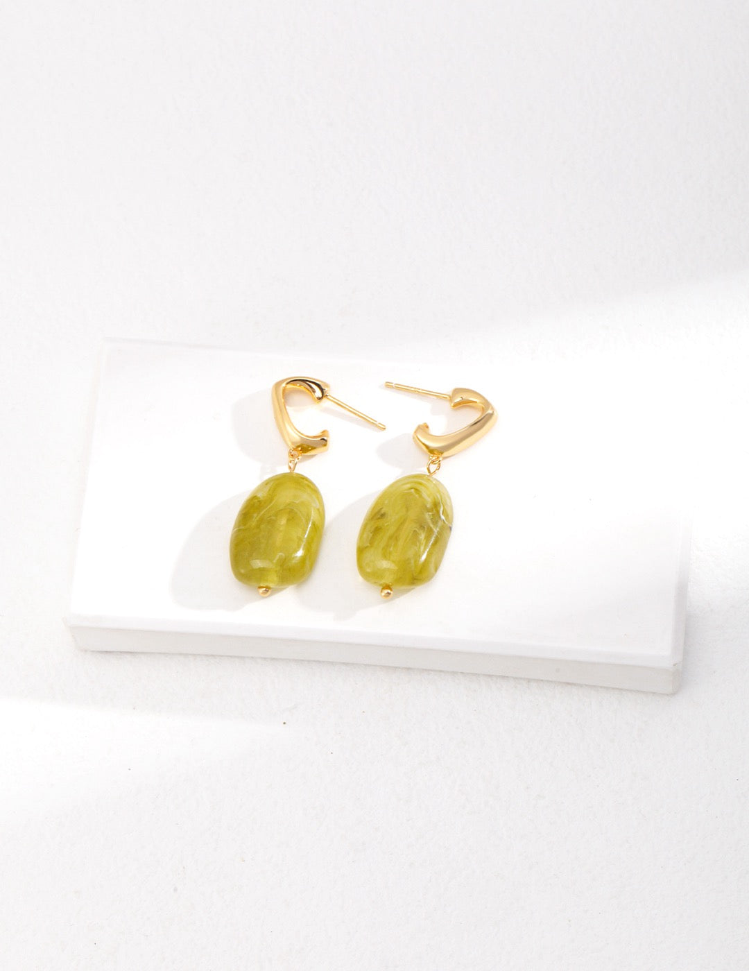 Green resin earrings