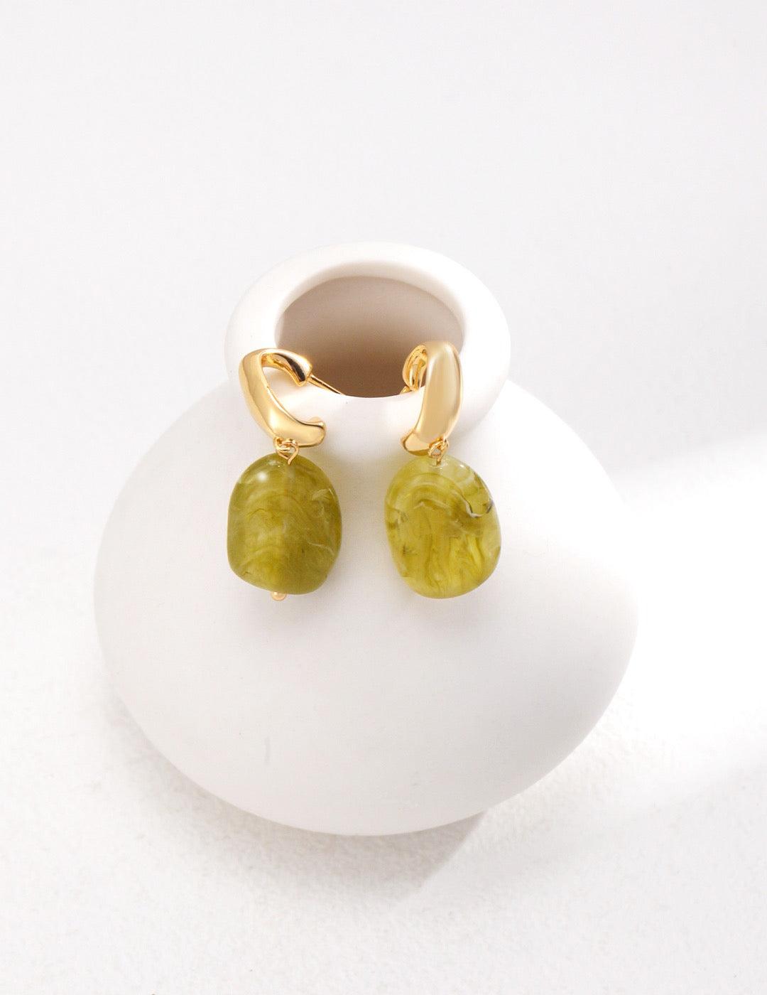 Green resin earrings