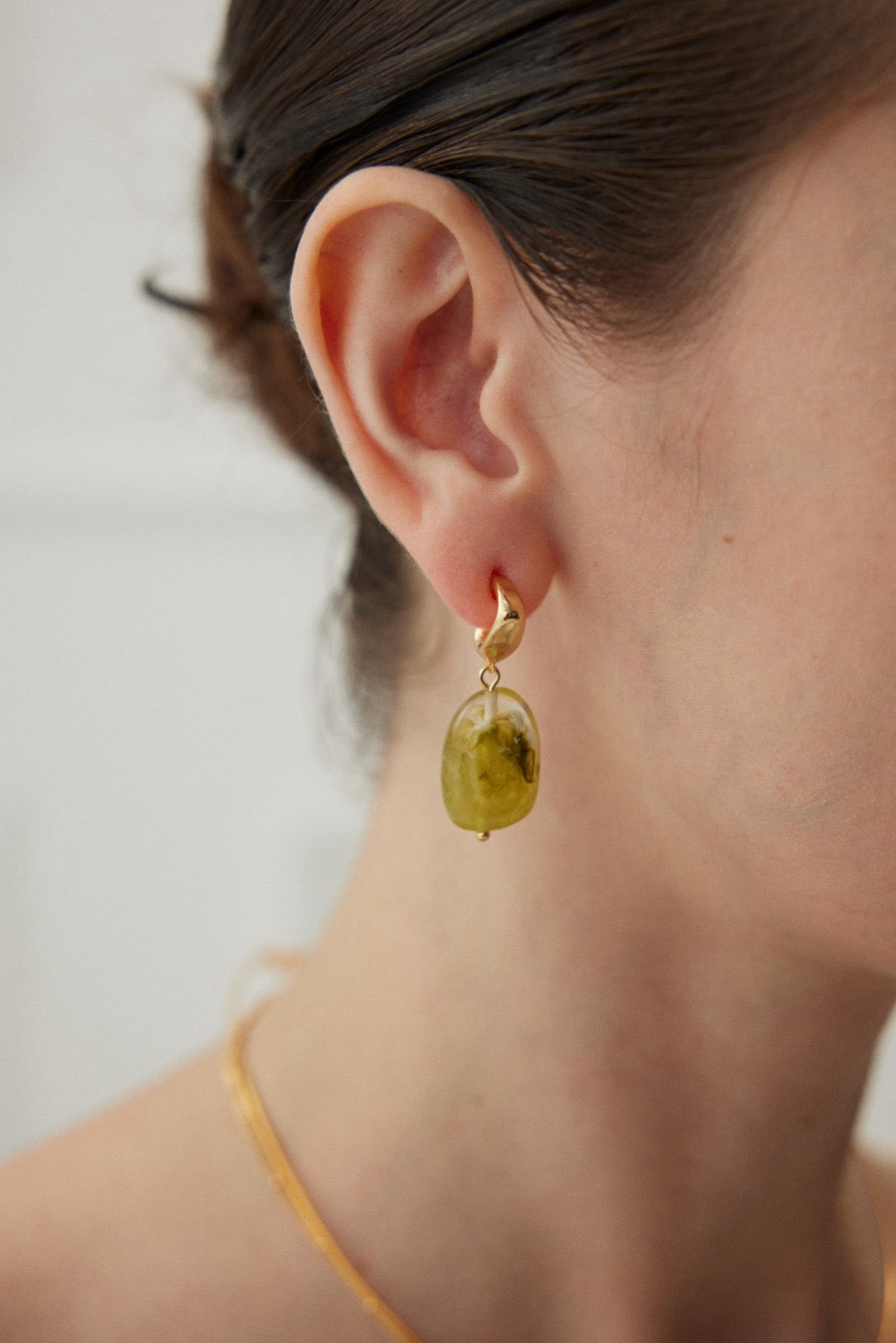 Green resin earrings