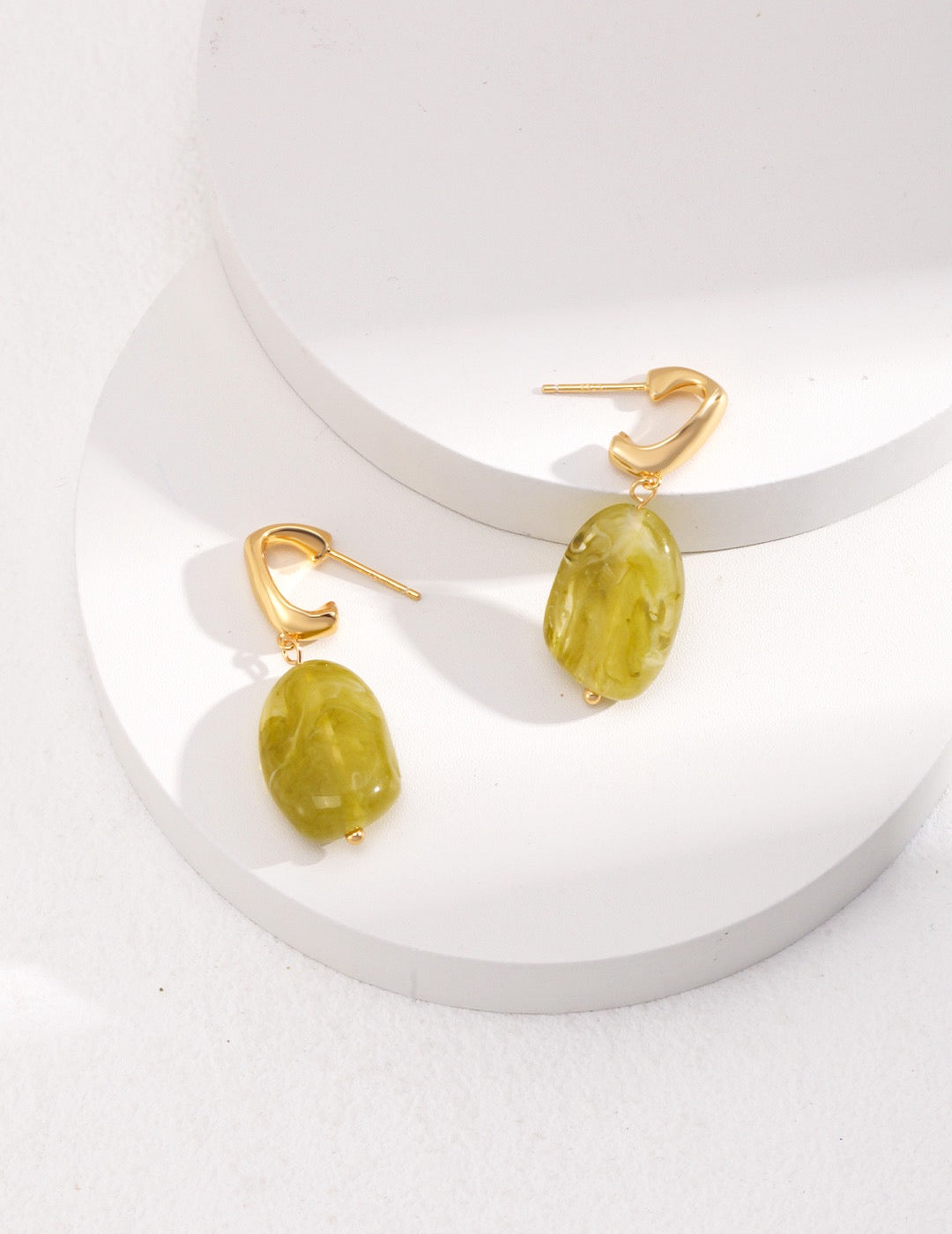 Green resin earrings