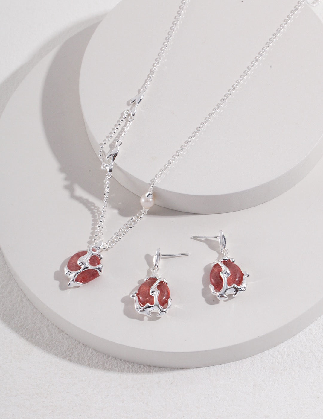 Sterling silver strawberry crystal earrings