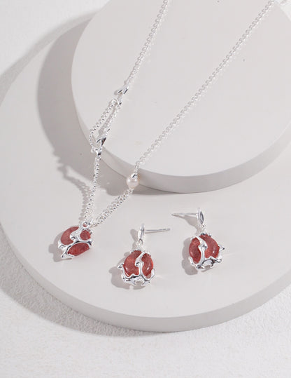 Sterling silver strawberry crystal earrings