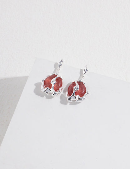 Sterling silver strawberry crystal earrings