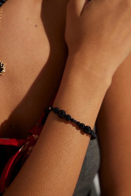 Sterling silver black agate bracelet