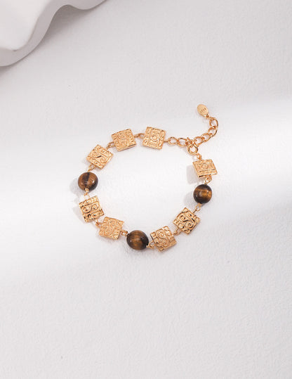 Sterling silver tiger eye stone bracelet