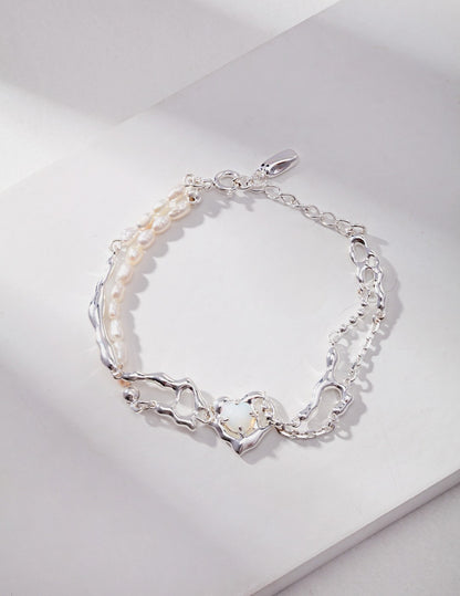 Sterling silver opal pearl bracelet