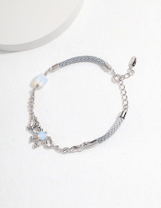 Pure silver opal bracelet