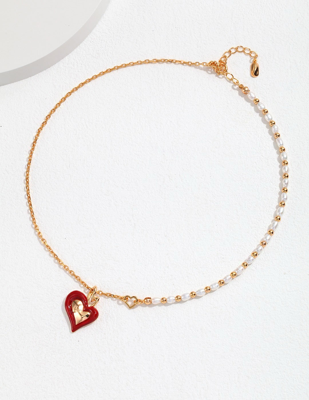 Glaze dripping heart design series Pure silver heart glaze dripping pearl necklace