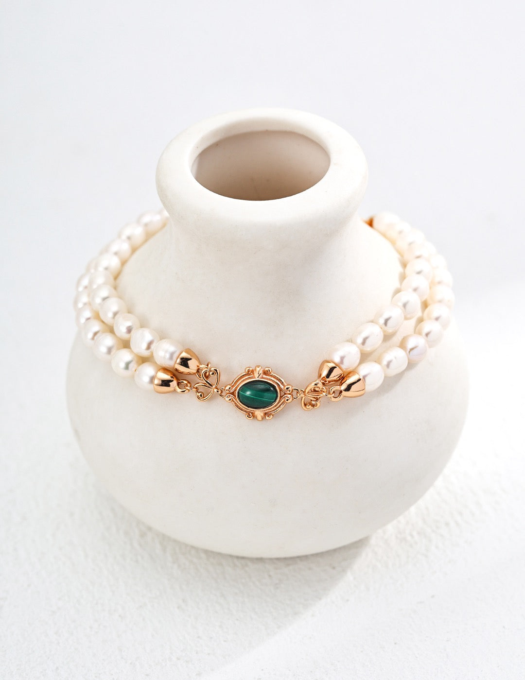 S925 Silver Simple Natural Pearl Malachite Bracelet