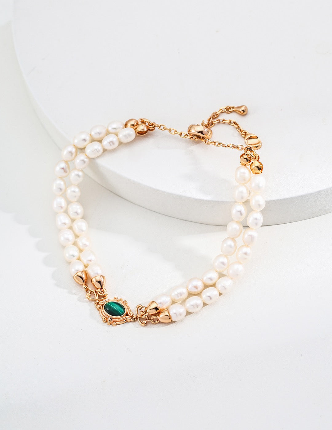 S925 Silver Simple Natural Pearl Malachite Bracelet