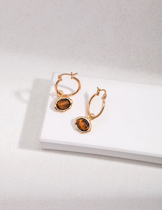 Sterling silver tiger eye stone earrings