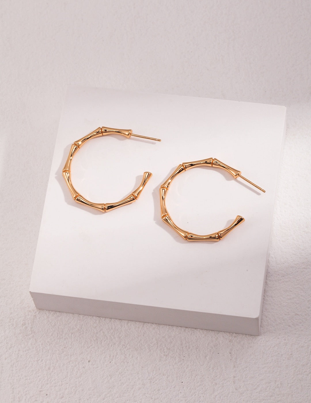 Sterling silver half hoop earrings Bamboo earrings