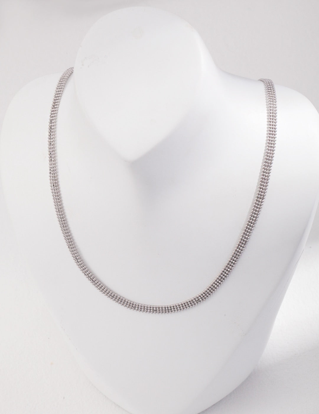 Sterling Silver Bead Lace Chain Necklace