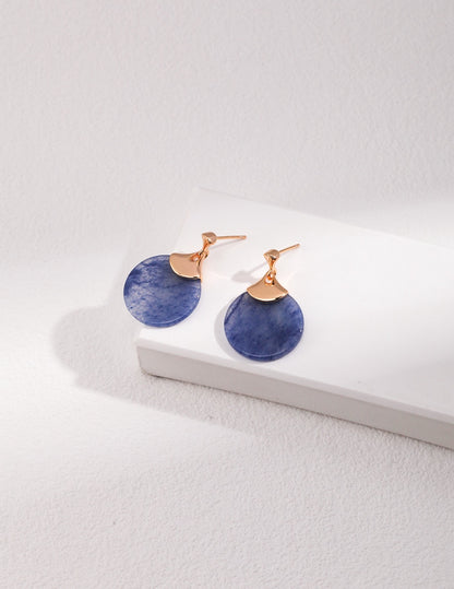 Sterling silver blue aventurine earrings