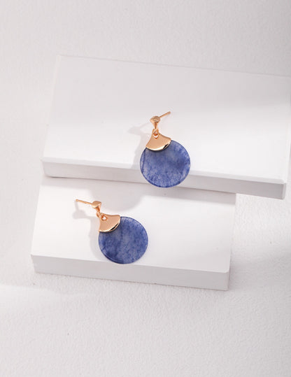 Sterling silver blue aventurine earrings