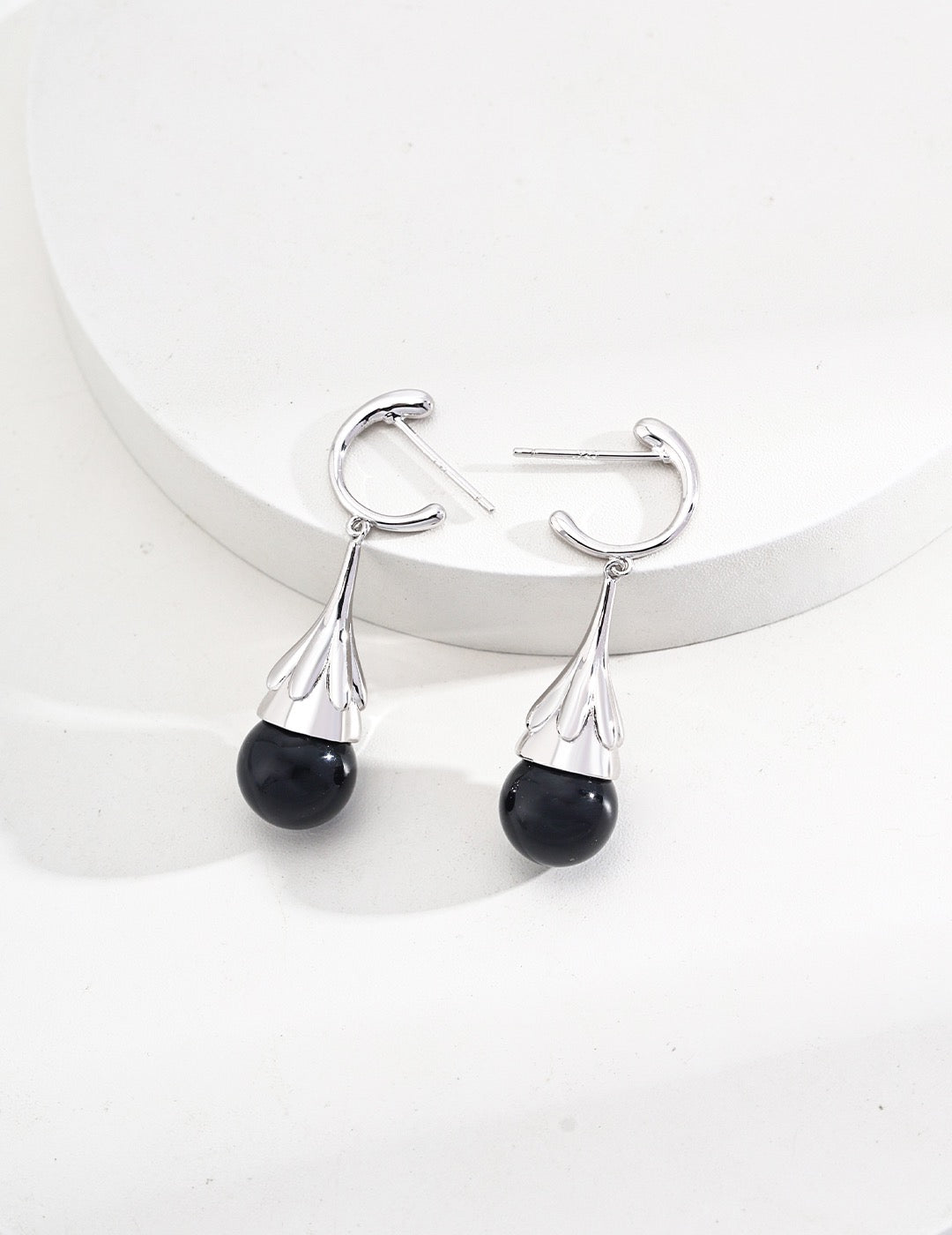 Sterling Silver Black Onyx/Tiger Eye Earrings