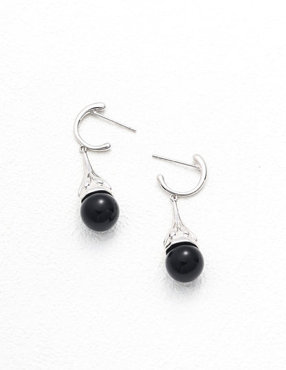 Sterling Silver Black Onyx/Tiger Eye Earrings