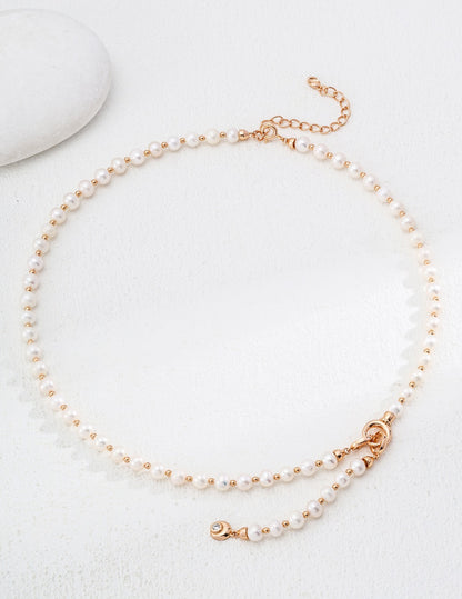 S925 Silver Natural Pearl Zircon Necklace