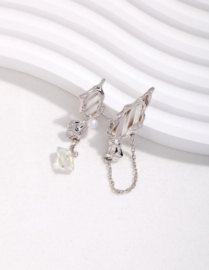 Sterling silver AB asymmetrical earrings