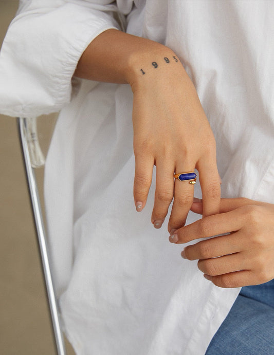 Sterling Silver Natural Lapis Lazuli Ring