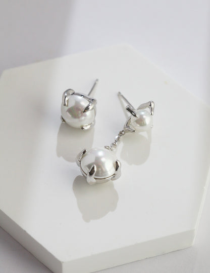 Sterling silver AB shell pearl earrings