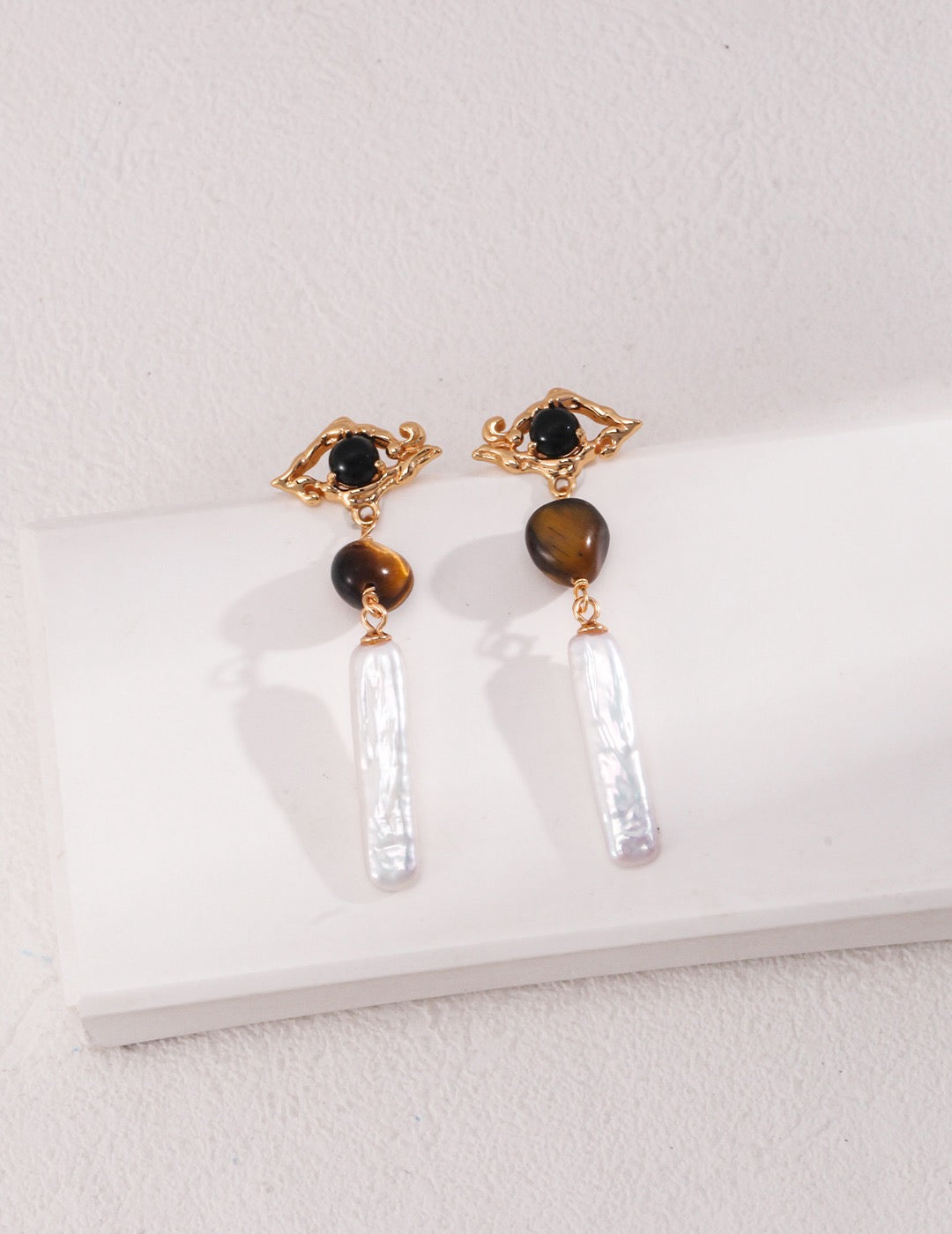 Sterling silver tiger eye stone earrings